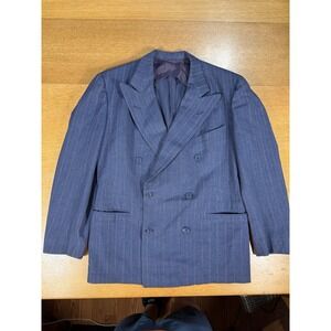 Vintage 1940s Style Double Breasted Wool Pinstripe Blazer Men's 40R USA